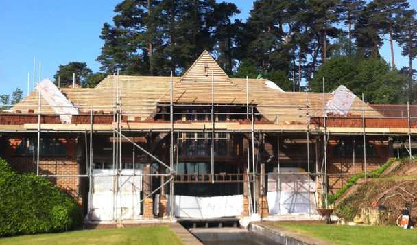 Re-roof in progress Sullingstead House Godalming